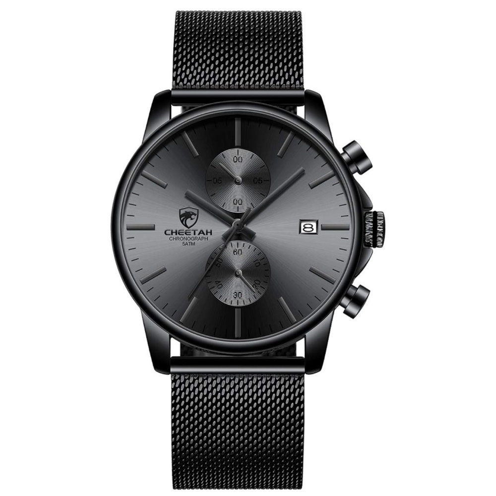 Mens Watch Waterproof Chronograph Minimalist Quartz Analog Mesh Stainless Steel